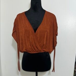 Elegant Rust Wrap Top